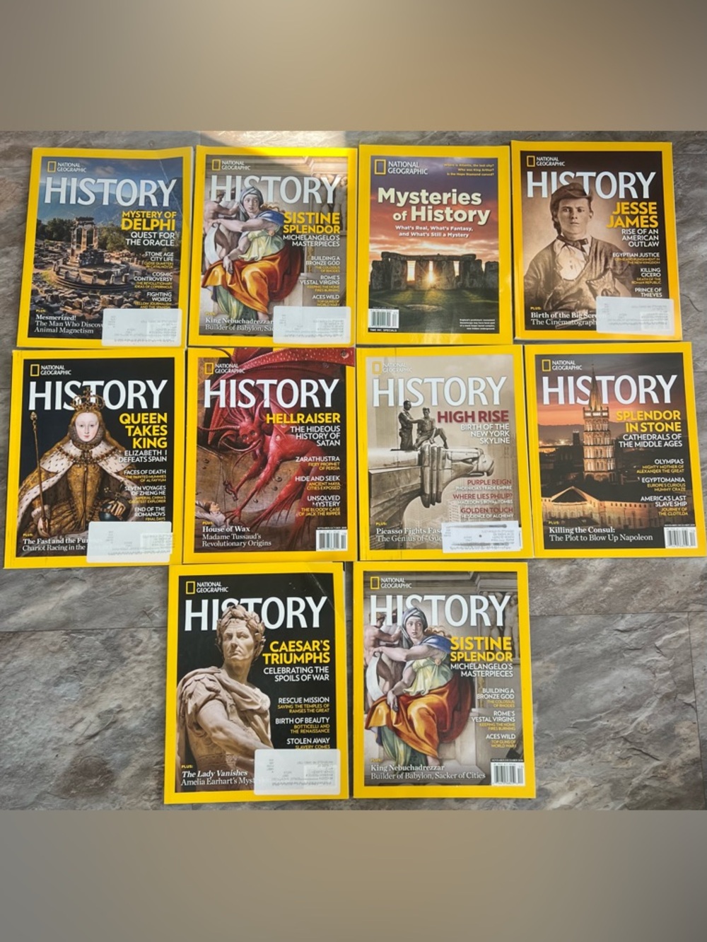 Lot of 10 National Geographic History Magazines. 2018 and 2019.